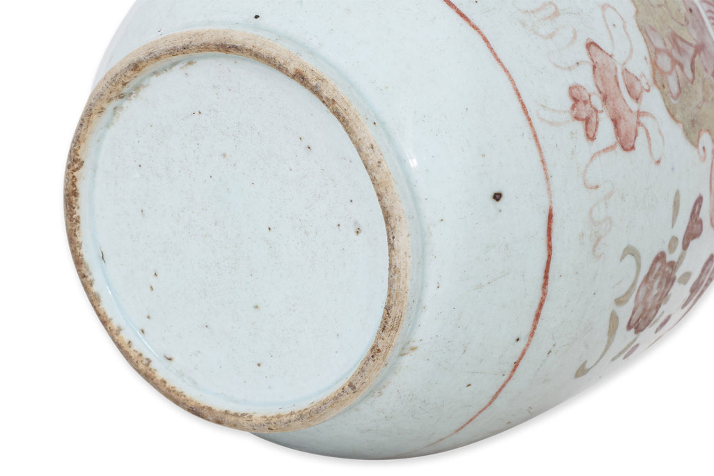 A LARGE POLYCHROME ENAMELLED BOWL AND COVER