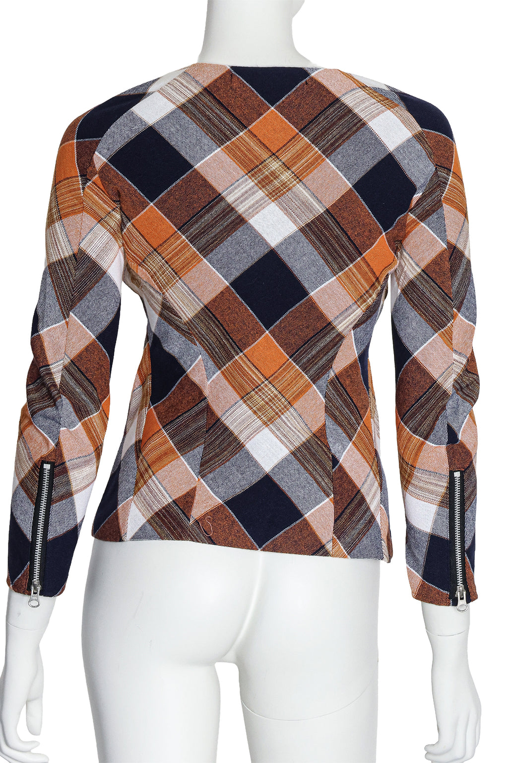 JUNYA WATANABE - AN ORANGE PLAID WOOL-BLEND TOP, FALL RTW 2013
