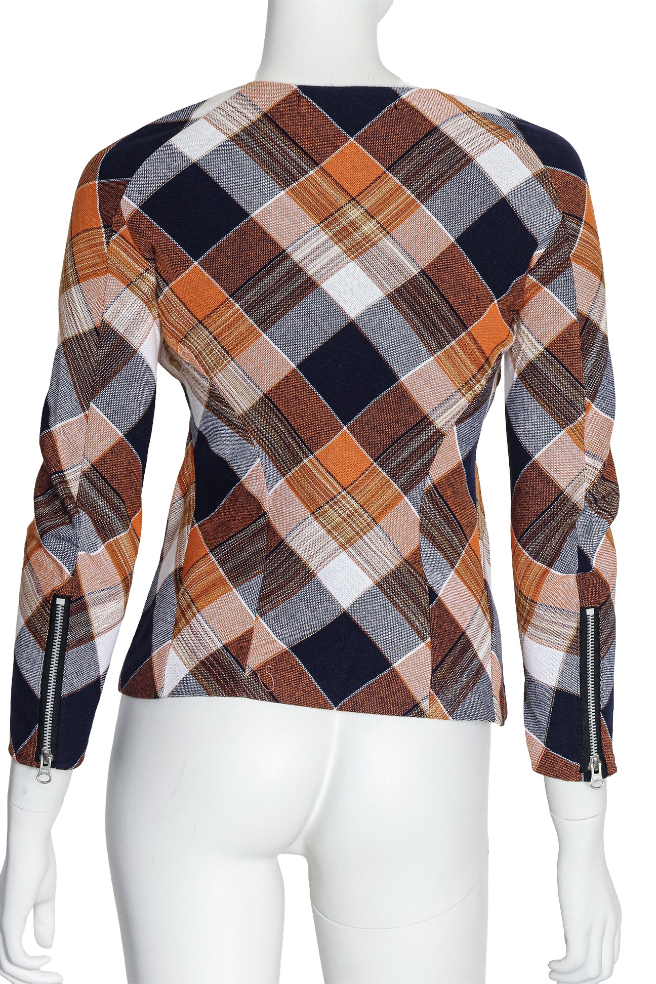 JUNYA WATANABE - AN ORANGE PLAID WOOL-BLEND TOP, FALL RTW 2013