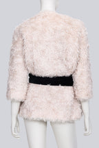 ISA ARFEN - A CREAM MOHAIR JACKET WITH BLACK VELVET BELT