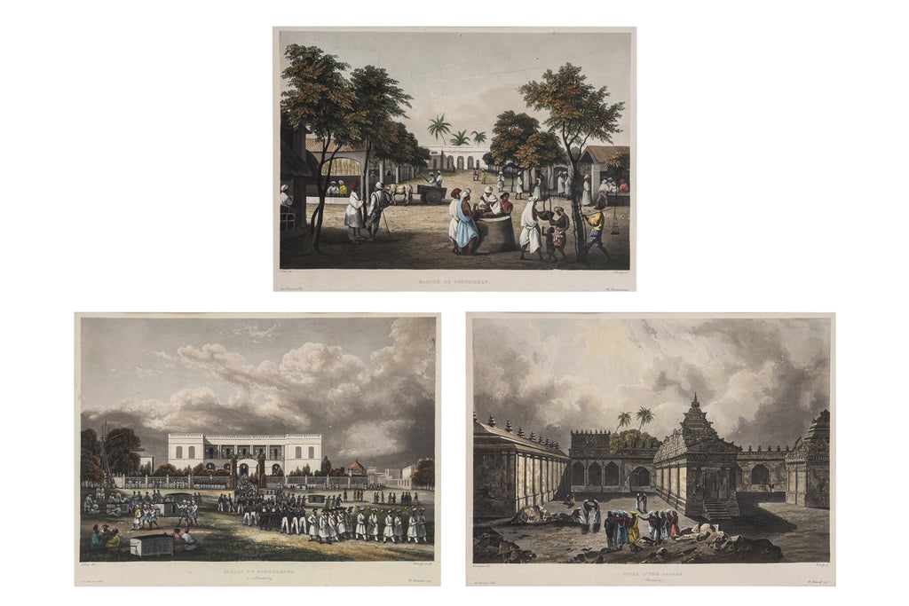 COURS D'UNE PAGODE, PALAIS DU GOUVERNEUR, MARCHE DE PONDICHERY, SIGISMOND HIMELEY, 1835