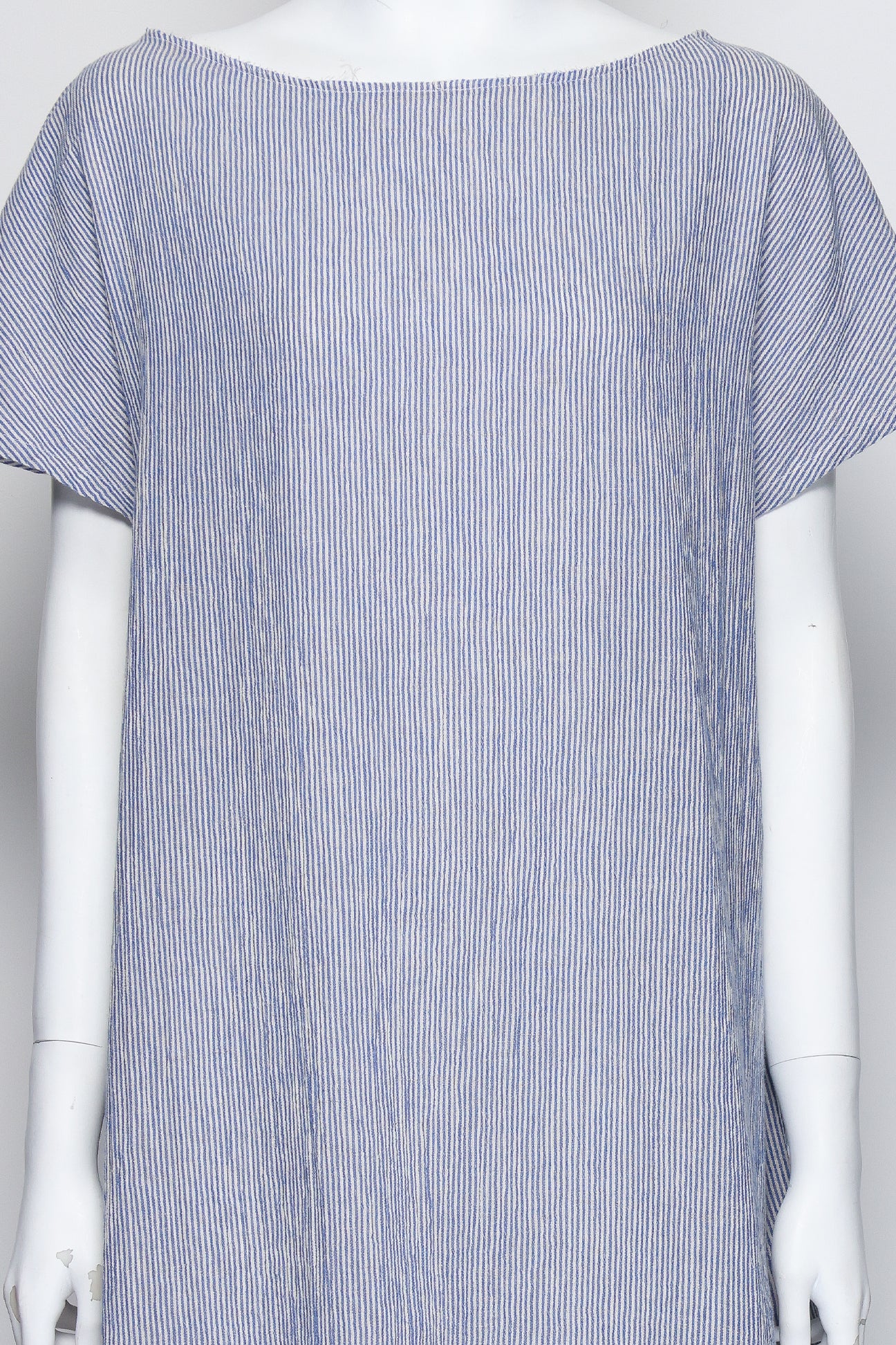 LOEWE - A WHITE AND BLUE STRIPED SHIFT DRESS