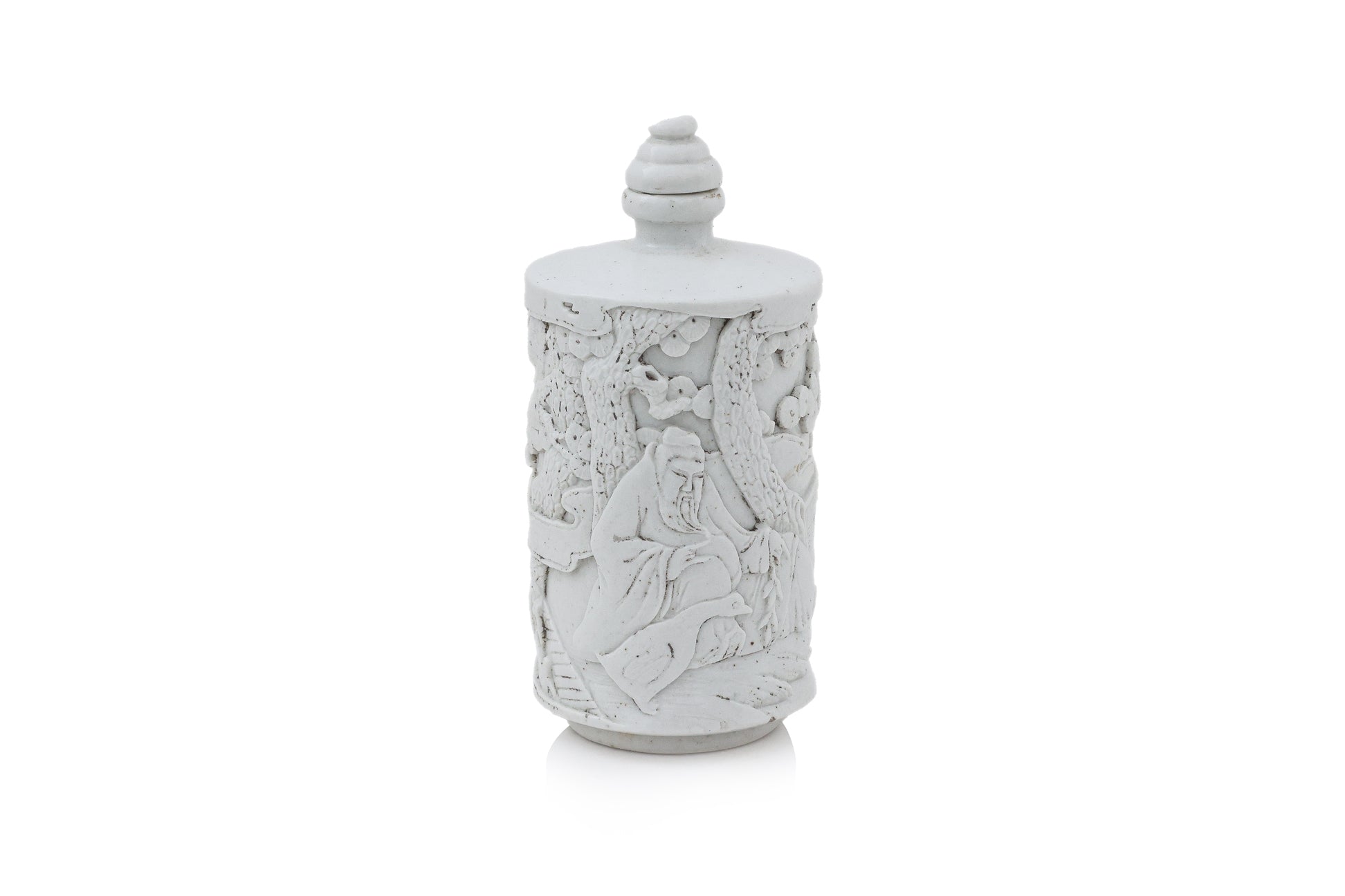 A SMALL WHITE GLAZED PORCELAIN BOTTLE