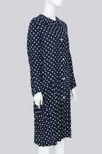 COMME DES GARÇONS - A 2013 NAVY AND WHITE POLKA DOT LONG SLEEVE DRESS