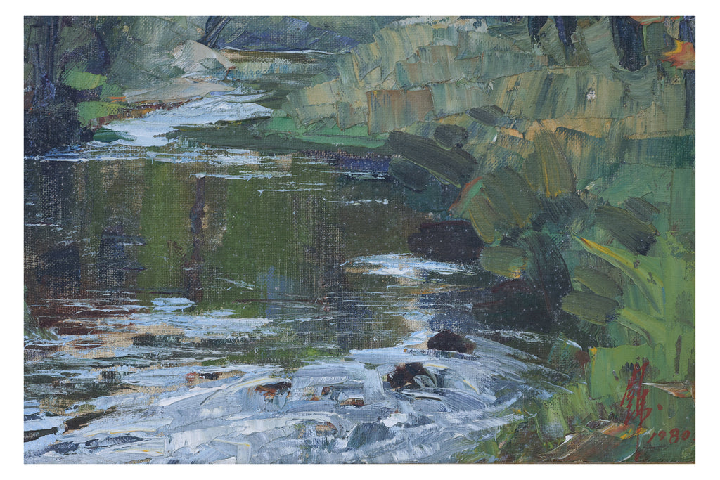 ZHOU YUWEI (CHINESE, B.1937) - RIVER LANDSCAPE, 1980