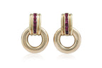 A PAIR OF RUBY 'HOOP' CLIP ON EARRINGS BY FARAONE