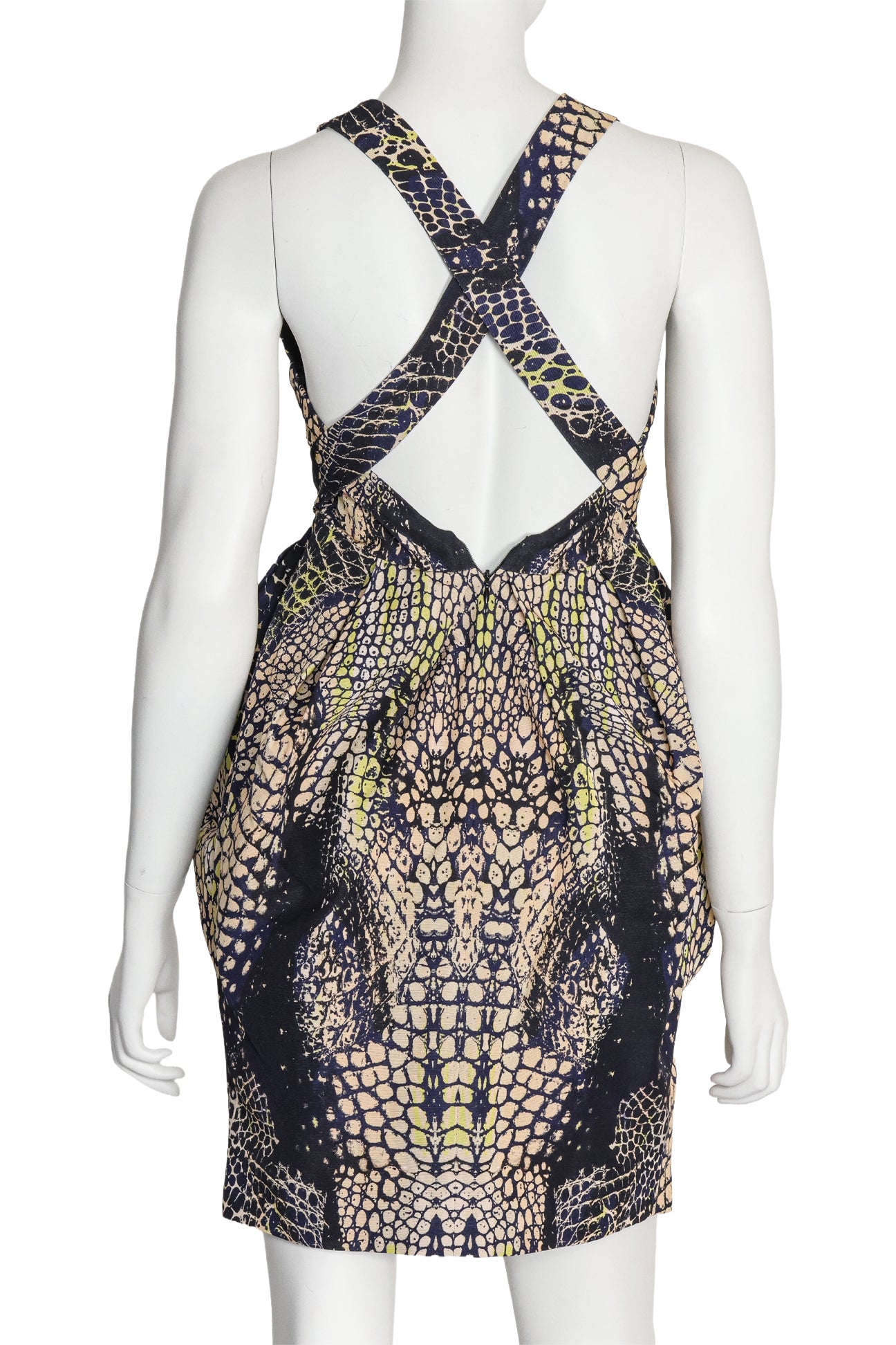 MCQ ALEXANDER MCQUEEN - A KALEIDOSCOPE CROCODILE PRINT DRESS, S/S 2014