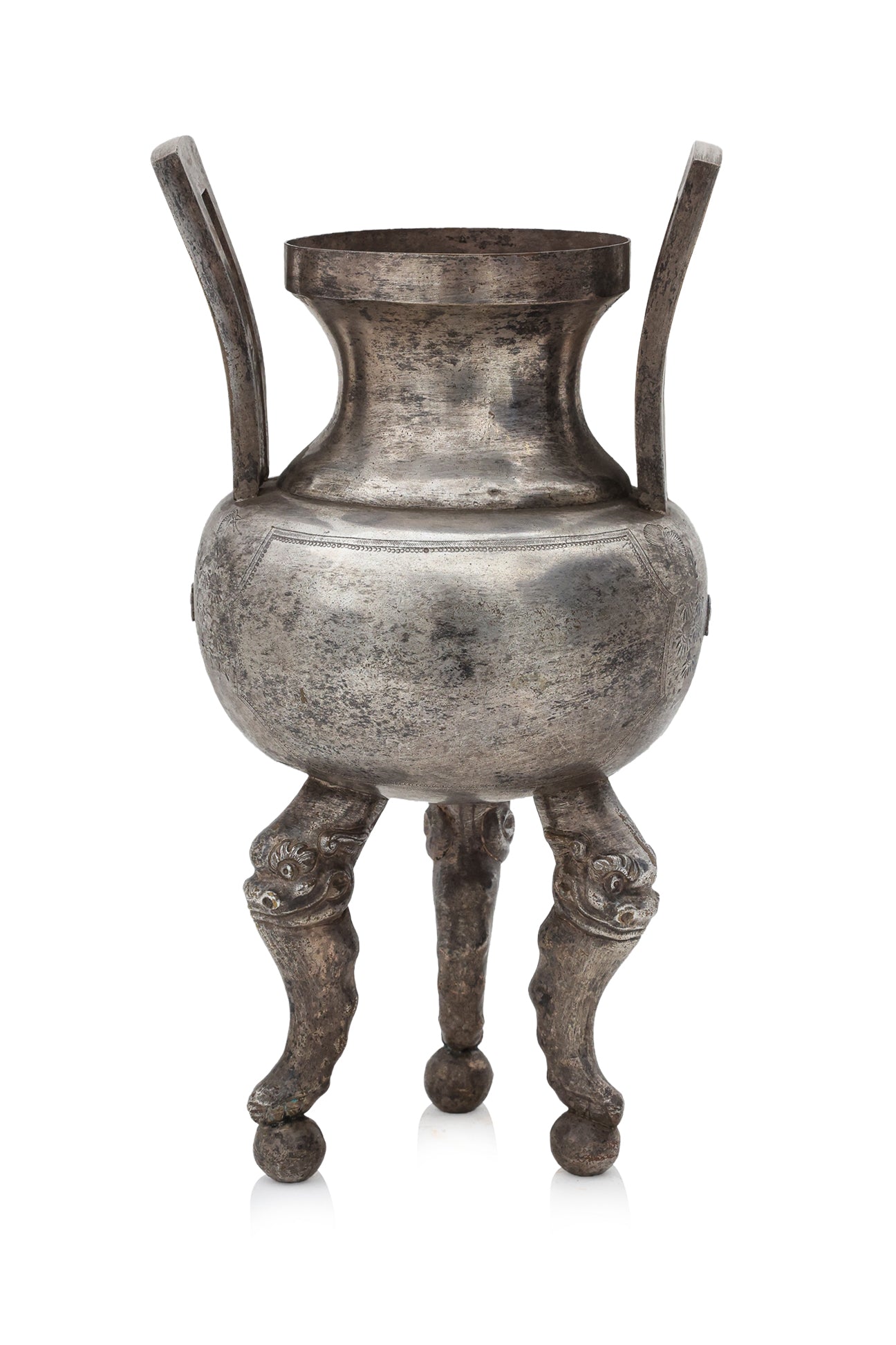 A SILVER PLATED TRIPOD CENSER