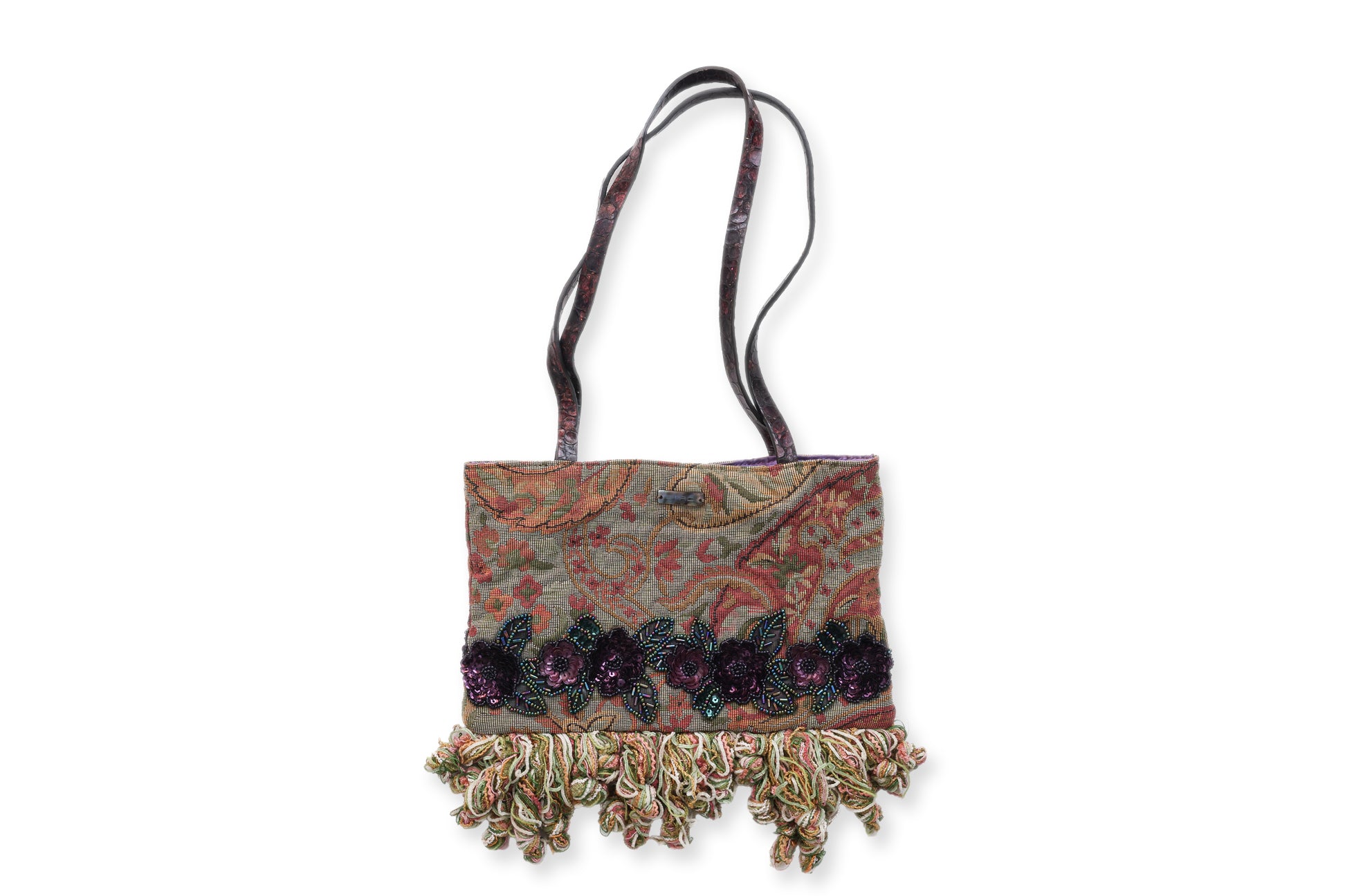 ETRO – A BEADED TAPESTRY BAG WITH FRINGE