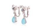 A PAIR OF CHALCEDONY, TOPAZ AND DIAMOND SCREW-ON EARRINGS