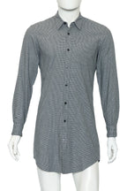 DRIES VAN NOTEN - A GREY AND WHITE HOUNDSTOOTH COTTON SHIRT