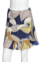 MARNI - A FLORAL PRINT COTTON AND LINEN SKIRT