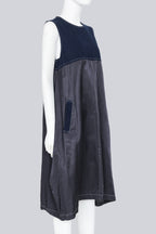 COMME DES GARCONS - A 2017 DENIM TRIMMED SATIN DRESS