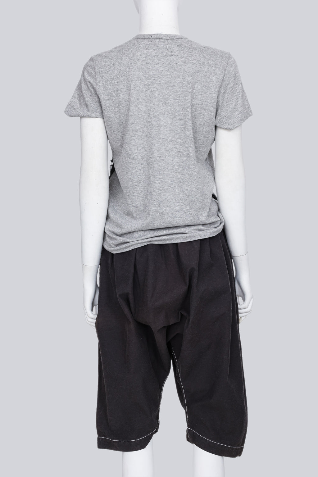 COMME DES GARCONS TRICOT - A 2011 GREY PLAID EMBROIDERED T-SHIRT AND DARK GREY CULOTTES ENSEMBLE