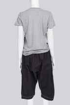 COMME DES GARCONS TRICOT - A 2011 GREY PLAID EMBROIDERED T-SHIRT AND DARK GREY CULOTTES ENSEMBLE