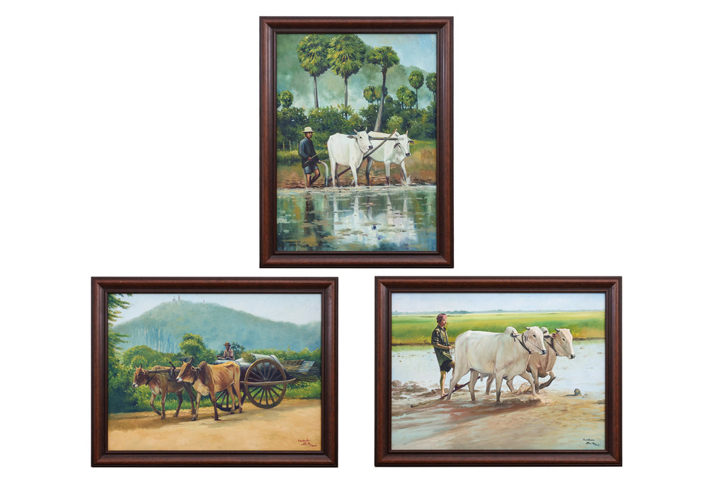 POK THY (CAMBODIAN, XX-XXI) - THREE FAMRING SCENES