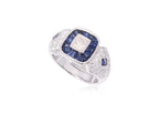 A DIAMOND AND SAPPHIRE RING