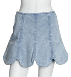 MERCIBEAUCOUP - A LIGHT BLUE DENIM SCALLOPED MINI SKORT WITH RUFFLES