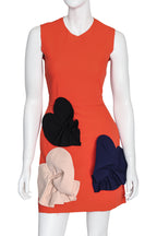 MSGM - A SLEEVELESS DRESS WITH APPLIQUÉ RUFFLED HEARTS, FALL RTW 2015