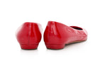 PRADA - A PAIR OF RED PATENT LEATHER LOW HEELS