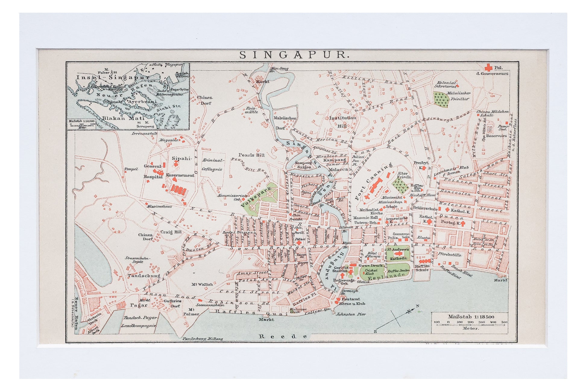 A 1897 GERMAN CITY MAP OF SINGAPORE