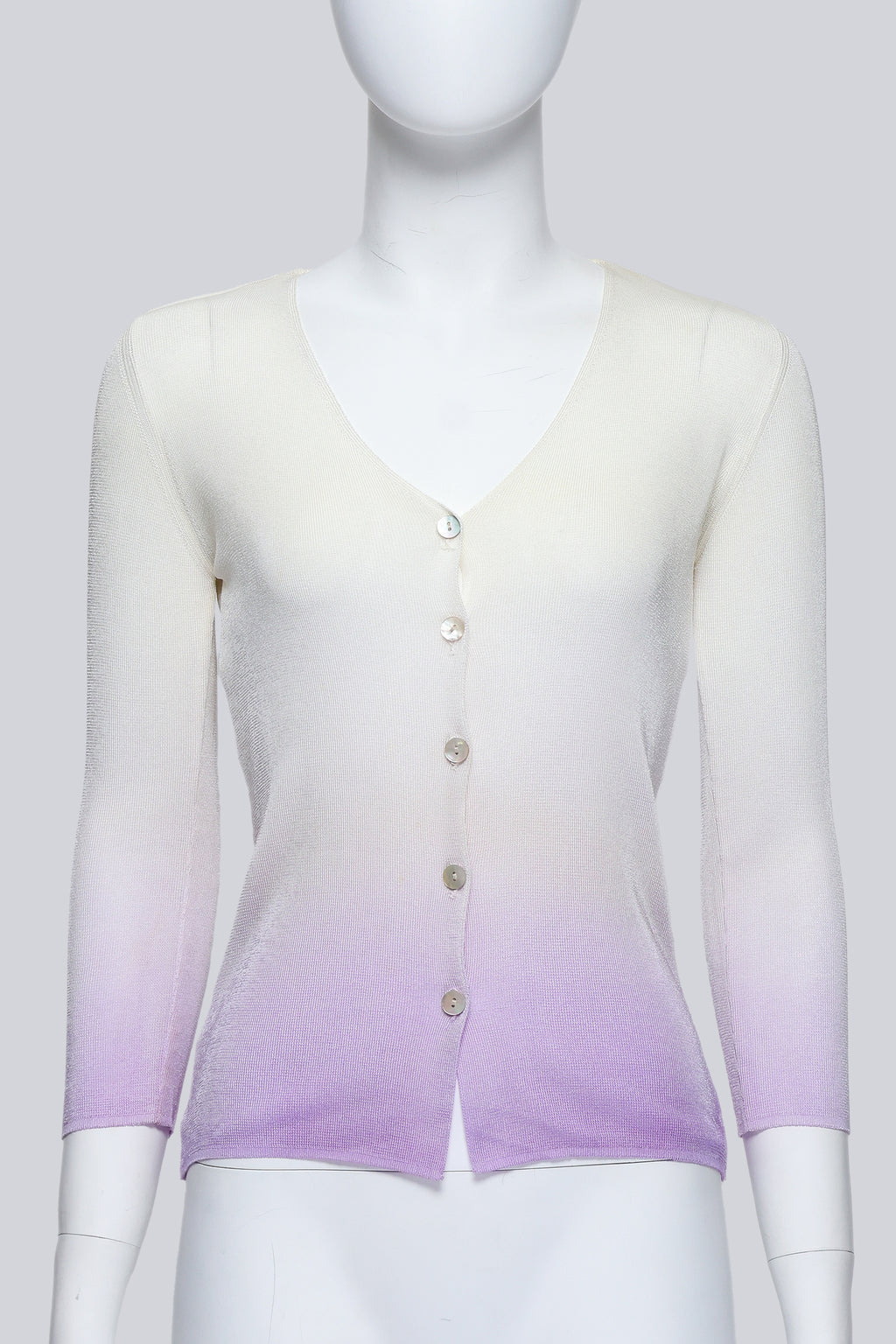 ROBERTO CAVALLI - A GRADIENT WHITE AND PURPLE CARDIGAN