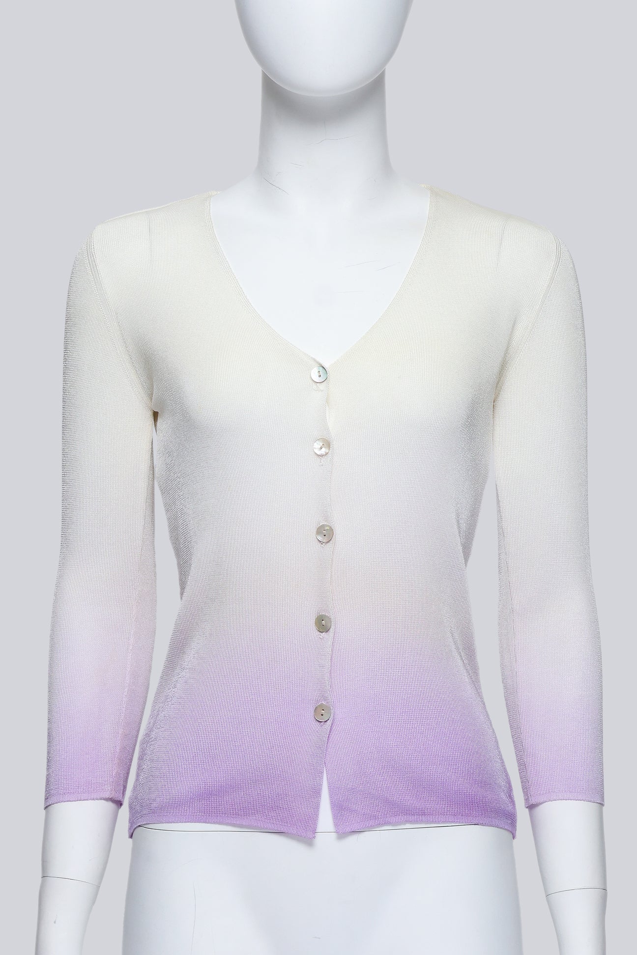 ROBERTO CAVALLI - A GRADIENT WHITE AND PURPLE CARDIGAN