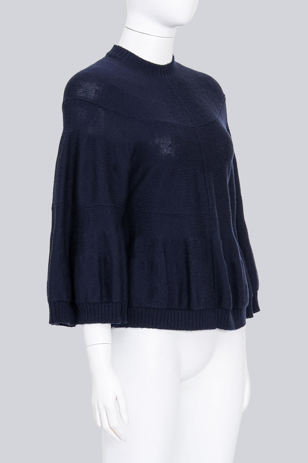 JUNYA WATANABE - A 2004 NAVY KNIT MOCK NECK PONCHO