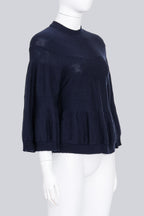 JUNYA WATANABE - A 2004 NAVY KNIT MOCK NECK PONCHO