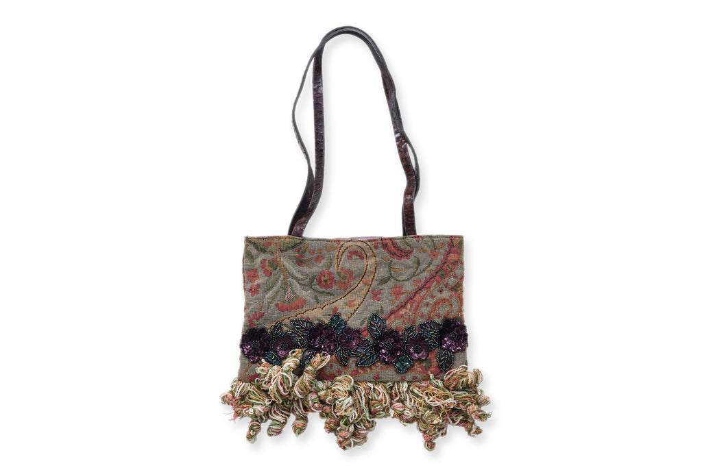 ETRO – A BEADED TAPESTRY BAG WITH FRINGE