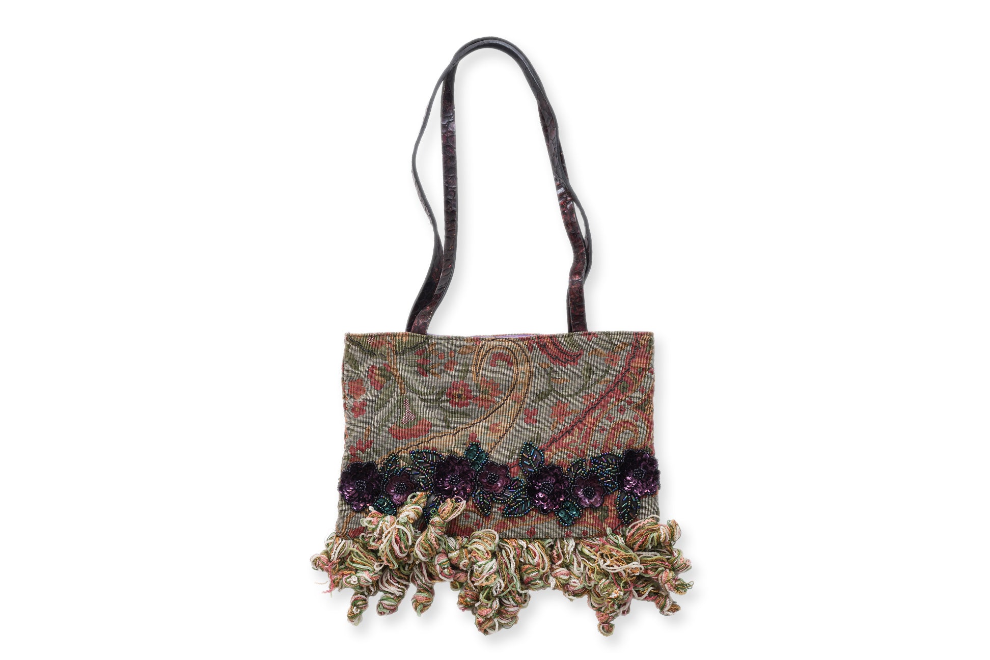 ETRO – A BEADED TAPESTRY BAG WITH FRINGE